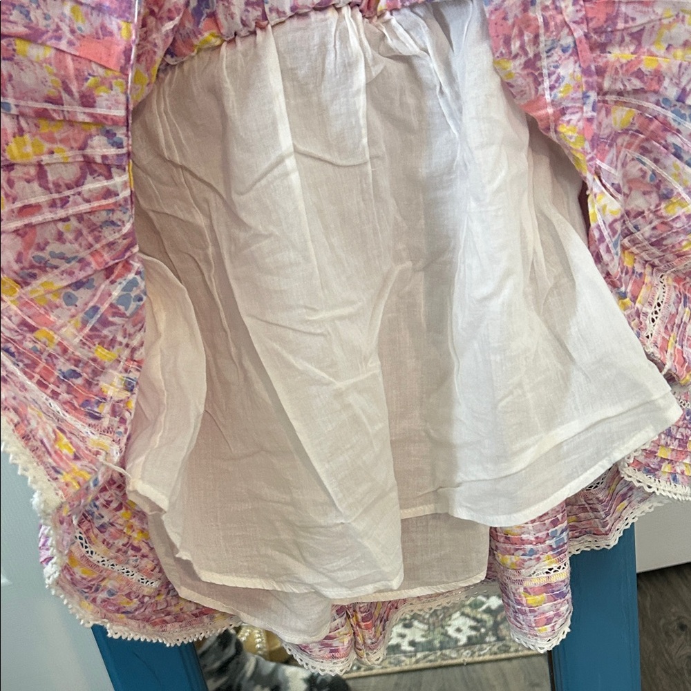 LoveShackFancy Colorful Floral Ruffle Mini Dress Size Small - Picture 5 of 9